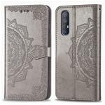 For OPPO Find X2 Neo Halfway Mandala Embossing Pattern Horizontal Flip Leather Case with Holder & Card Slots & Wallet & Photo Frame & Lanyard(Gray)