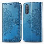 For OPPO Find X2 Neo Halfway Mandala Embossing Pattern Horizontal Flip Leather Case with Holder & Card Slots & Wallet & Photo Frame & Lanyard(Blue)