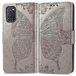 For OPPO A92 & A72 & A52 Butterfly Love Flowers Embossing Horizontal Flip Leather Case , with Holder & Card Slots & Wallet & Lanyard(Gray)