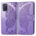 For OPPO A92 & A72 & A52 Butterfly Love Flowers Embossing Horizontal Flip Leather Case , with Holder & Card Slots & Wallet & Lanyard(Light Purple)