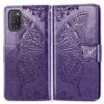 For OPPO A92 & A72 & A52 Butterfly Love Flowers Embossing Horizontal Flip Leather Case , with Holder & Card Slots & Wallet & Lanyard(Dark Purple)