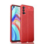 For OPPO Reno 4 Litchi Texture TPU Shockproof Case(Red)