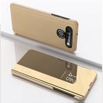 For LG K51S Plated Mirror Horizontal Flip Leather Case with Holder(Gold)