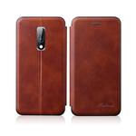 For OnePlus 6T / OnePlus 7 Integrated Electricity Pressing Retro Texture Magnetic TPU+PU Leather Case with Card Slot & Holder(Brown)