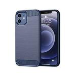 For iPhone 12 mini Brushed Texture Carbon Fiber TPU Case  (Navy Blue)