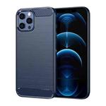 For iPhone 12 Pro Max Brushed Texture Carbon Fiber TPU Case(Navy Blue)