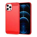 For iPhone 12 Pro Max Brushed Texture Carbon Fiber TPU Case(Red)