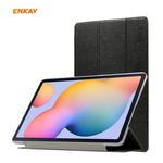 For Samsung Galaxy Tab S6 Lite P610 / P615 / Tab S6 Lite 2022 / P613 / P619 ENKAY 3-Fold Silk Texture Leather Smart Tablet Case(Black)