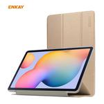 For Samsung Galaxy Tab S6 Lite P610 / P615 / Tab S6 Lite 2022 / P613 / P619 ENKAY 3-Fold Silk Texture Leather Smart Tablet Case(Gold)