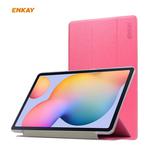 For Samsung Galaxy Tab S6 Lite P610 / P615 / Tab S6 Lite 2022 / P613 / P619 ENKAY 3-Fold Silk Texture Leather Smart Tablet Case(Rose Red)