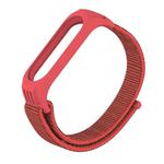 For Xiaomi Mi Band 5/4/3 Texture Case Hook and Loop Fastener Watch Band(Rose Red)