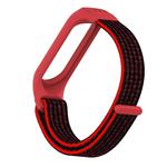 For Xiaomi Mi Band 5/4/3 Texture Case Hook and Loop Fastener Watch Band(Red Black)