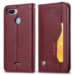 Knead Skin Texture Horizontal Flip Leather Case for Xiaomi Redmi 6 / 6A, with Photo Frame & Holder & Card Slots & Wallet(Wine Red)