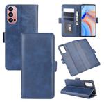 For OPPO Reno4 Pro 5G Dual-side Magnetic Buckle Horizontal Flip Leather Case with Holder & Card Slots & Wallet(Dark Blue)