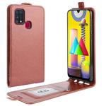 For Samsung Galaxy M31 R64 Texture Single Vertical Flip Leather Protective Case with Card Slots & Photo Frame(Brown)