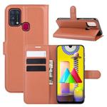 For Samsung Galaxy M31 Litchi Texture Horizontal Flip Protective Case with Holder & Card Slots & Wallet(Brown)