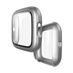 For Fitbit Versa 2 Fuel injection Frosted PC Shell + Tempered Glass Film(White)