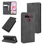 For LG K41S / K51S Retro-skin Business Magnetic Suction Leather Case with Holder & Card Slots & Wallet(Black)