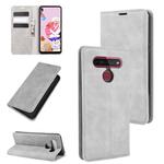 For LG K41S / K51S Retro-skin Business Magnetic Suction Leather Case with Holder & Card Slots & Wallet(Grey)