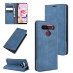 For LG K41S / K51S Retro-skin Business Magnetic Suction Leather Case with Holder & Card Slots & Wallet(Dark Blue)