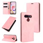For LG K41S / K51S Retro-skin Business Magnetic Suction Leather Case with Holder & Card Slots & Wallet(Pink)