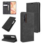 For OPPO Find X2 Pro Retro-skin Business Magnetic Suction Leather Case with Holder & Card Slots & Wallet(Black)