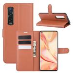 For OPPO Find X2 Pro Litchi Texture Horizontal Flip Protective Case with Holder & Card Slots & Wallet(Brown)