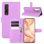 For OPPO Find X2 Pro Litchi Texture Horizontal Flip Protective Case with Holder & Card Slots & Wallet(Purple)