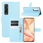 For OPPO Find X2 Pro Litchi Texture Horizontal Flip Protective Case with Holder & Card Slots & Wallet(Blue)