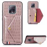 For Xiaomi Redmi 10X Pro 5G Crocodile Pattern PU+TPU+PVC Shatter-resistant Mobile Phone Case with Magnetic Invisible Holder & Holder & Card Slots(Rose Gold)
