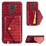 For Xiaomi Redmi 10X 4G/Note 9 Crocodile Pattern PU+TPU+PVC Shatter-resistant Mobile Phone Case with Magnetic Invisible Holder & Holder & Card Slots(Red)