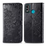 For Huawei Honor 9X Lite Halfway Mandala Embossing Pattern Horizontal Flip Leather Case with Holder & Card Slots & Wallet & Photo Frame & Lanyard(Black)