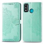 For Huawei Honor 9X Lite Halfway Mandala Embossing Pattern Horizontal Flip Leather Case with Holder & Card Slots & Wallet & Photo Frame & Lanyard(Green)