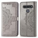 For LG K61 Halfway Mandala Embossing Pattern Horizontal Flip Leather Case with Holder & Card Slots & Wallet & Photo Frame & Lanyard(Grey)