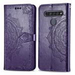 For LG K61 Halfway Mandala Embossing Pattern Horizontal Flip Leather Case with Holder & Card Slots & Wallet & Photo Frame & Lanyard(Purple)