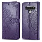 For LG Stylo 6 Halfway Mandala Embossing Pattern Horizontal Flip Leather Case with Holder & Card Slots & Wallet & Photo Frame & Lanyard(Purple)