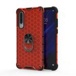 For Xiaomi Mi CC9e Shockproof Honeycomb PC + TPU Ring Holder Protection Case(Red)