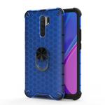 For Xiaomi Redmi 9 Shockproof Honeycomb PC + TPU Ring Holder Protection Case(Blue)