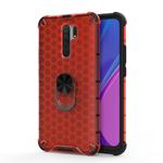 For Xiaomi Redmi 9 Shockproof Honeycomb PC + TPU Ring Holder Protection Case(Red)