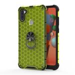 For Samsung Galaxy A11 Shockproof Honeycomb PC + TPU Ring Holder Protection Case(Green)