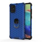 For Samsung Galaxy A71 Shockproof Honeycomb PC + TPU Ring Holder Protection Case(Blue)