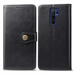For Xiaomi Redmi 9 Retro Solid Color Leather Buckle Phone Case with Photo Frame & Card Slot & Wallet & Bracket(Black)
