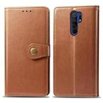 For Xiaomi Redmi 9 Retro Solid Color Leather Buckle Phone Case with Photo Frame & Card Slot & Wallet & Bracket(Brown)