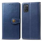 For OPPO A92 & A72 & A52 Retro Solid Color Leather Buckle Phone Case with Photo Frame & Card Slot & Wallet & Bracket(Blue)
