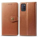 For OPPO A92 & A72 & A52 Retro Solid Color Leather Buckle Phone Case with Photo Frame & Card Slot & Wallet & Bracket(Brown)