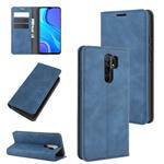 For Xiaomi Redmi 9 Retro-skin Business Magnetic Suction Leather Case with Holder & Card Slots & Wallet(Dark Blue)