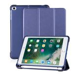For iPad mini 5 / mini 4 / mini 3 / mini 2 / mini 3-folding Litchi Texture Horizontal Flip PU Leather + Shockproof TPU Case with Holder & Pen Slot(Blue)