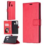 For Samsung Galaxy A21 Crazy Horse Texture Horizontal Flip Leather Case with Holder & Card Slots & Wallet & Photo Frame(Red)
