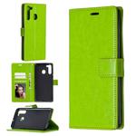 For Samsung Galaxy A21 Crazy Horse Texture Horizontal Flip Leather Case with Holder & Card Slots & Wallet & Photo Frame(Green)