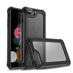 For iPhone 7 Plus & 8 Plus Transparent Carbon Fiber Texture Rugged Full Body TPU+PC Scratch-Resistant Shockproof Case(Black)
